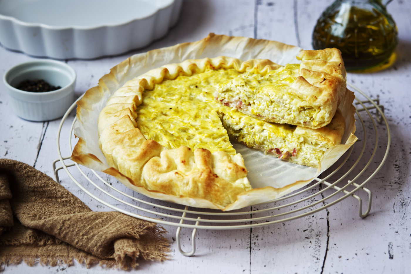 torta salata ai porri e ricotta