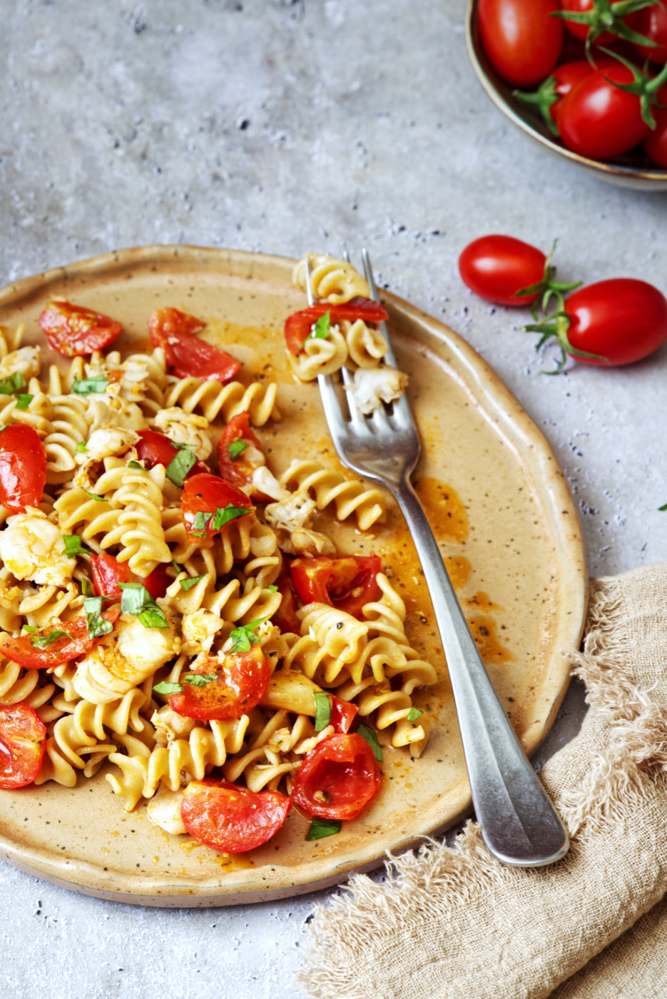pasta con merluzzo e pomodorini