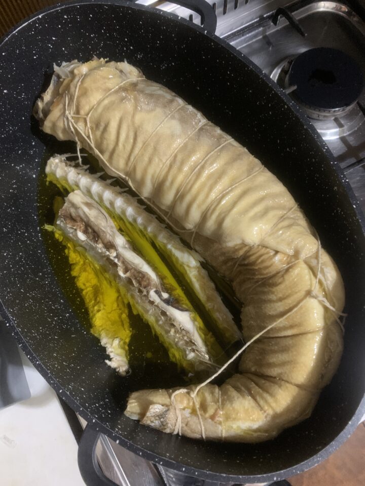 stoccafisso con spina nel tegame