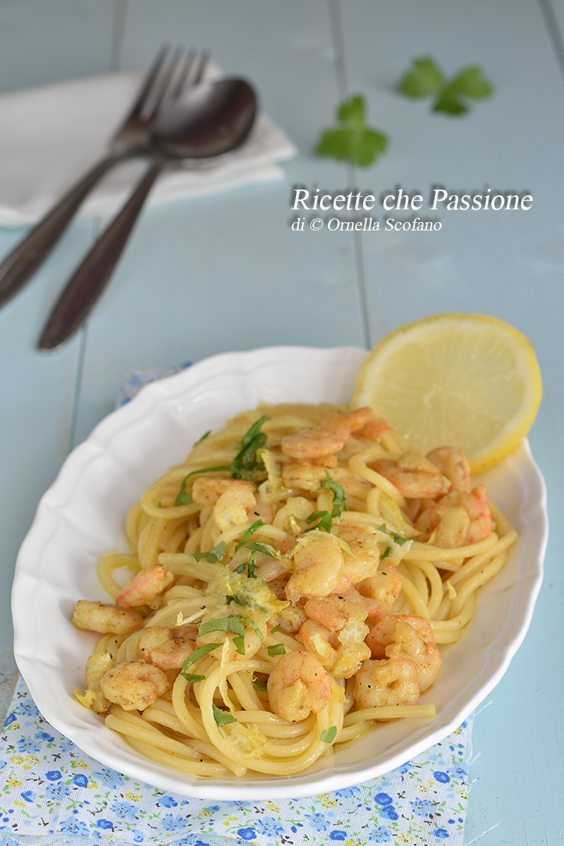 spaghetti gamberetti e limone