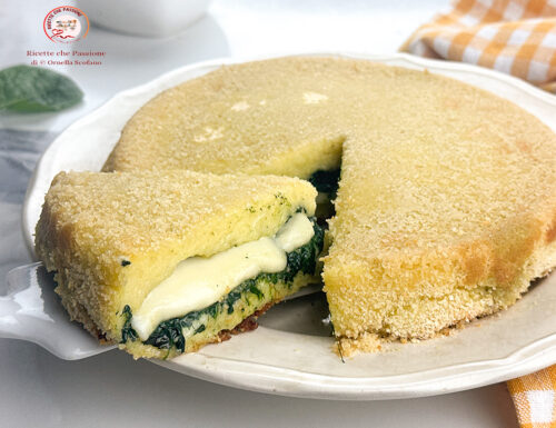 Torta di patate e spinaci  filante in friggitrice ad aria