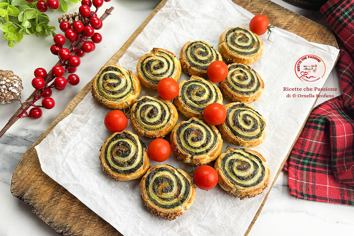 Ricetta albero di sfoglia con girelle ricotta e spinaci