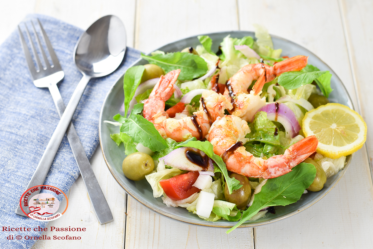 ricetta insalata di gamberi grigliati