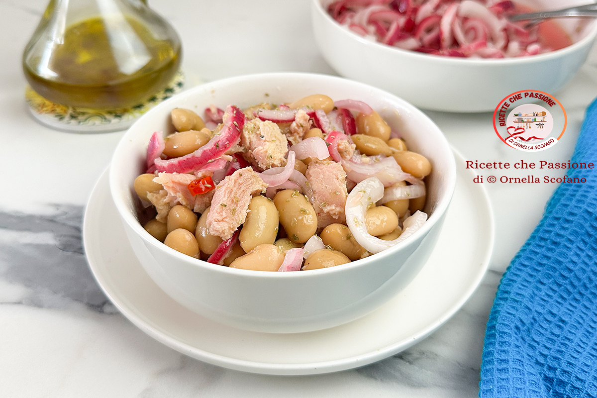 ricetta insalata di fagioli con tonno e cipolla in agrodolce