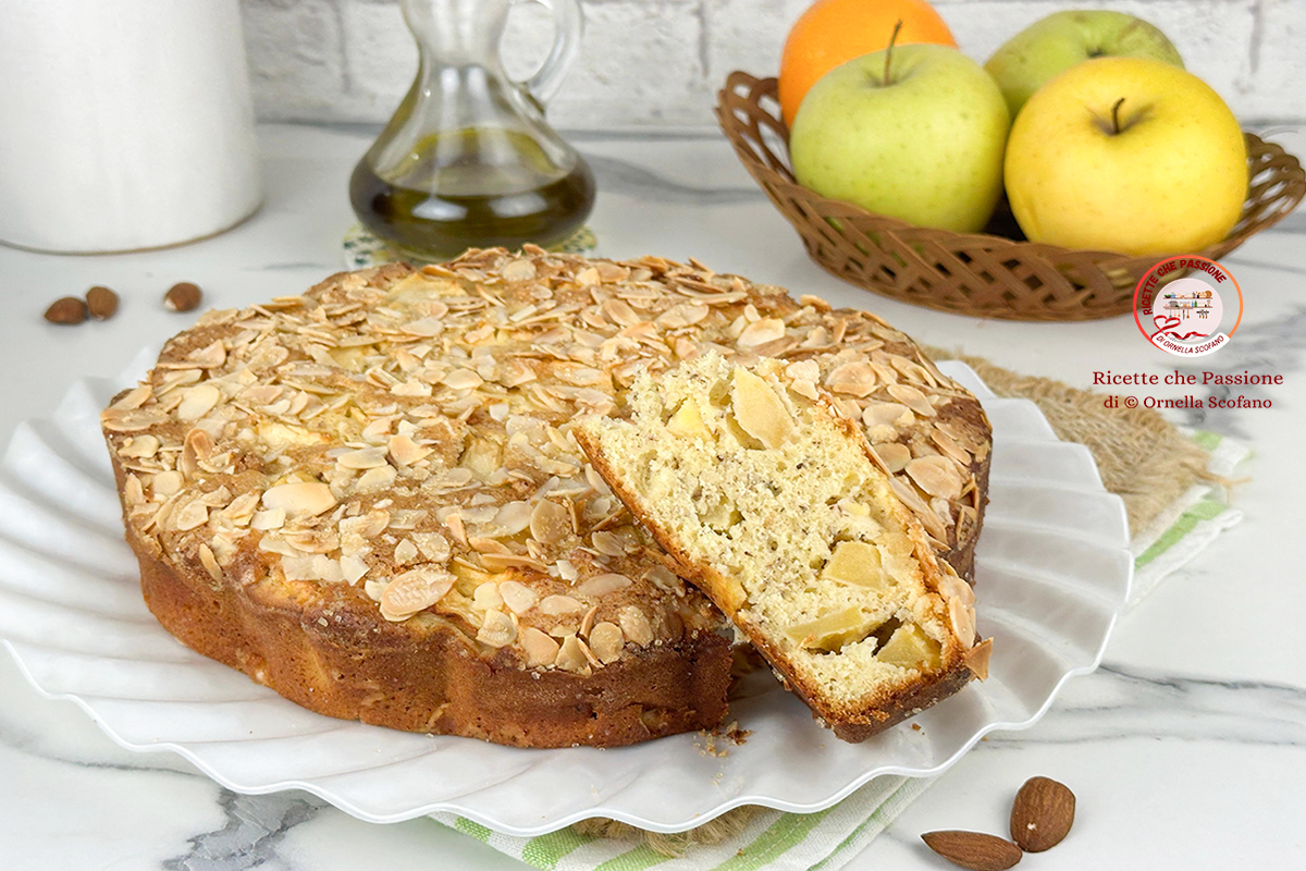 ricetta torta di mele rustica con mandorle e arancia senza burro