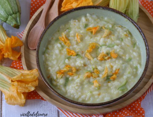 Risotto con fiori di zucca e zucchine