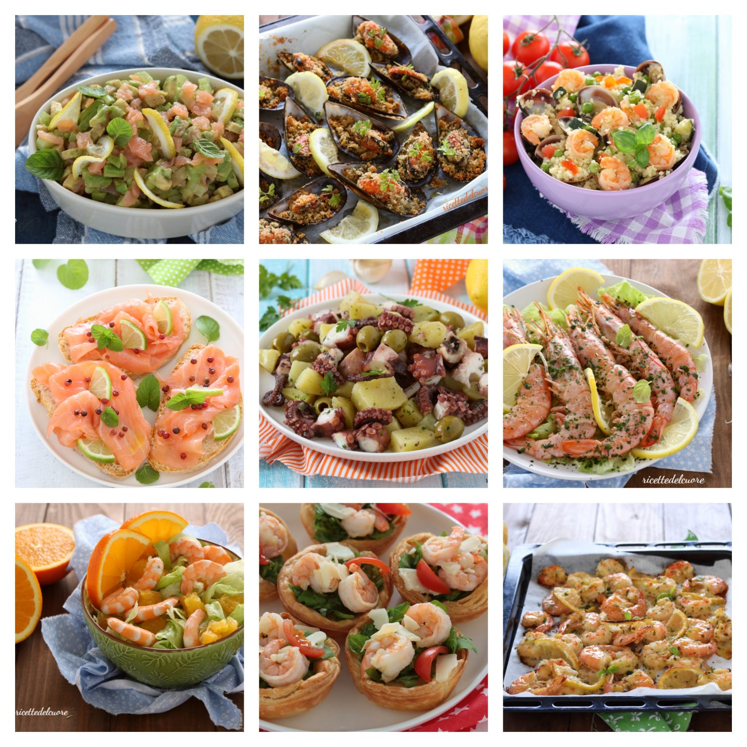 Antipasti di mare con tutti i tipi di pesce facili e veloci