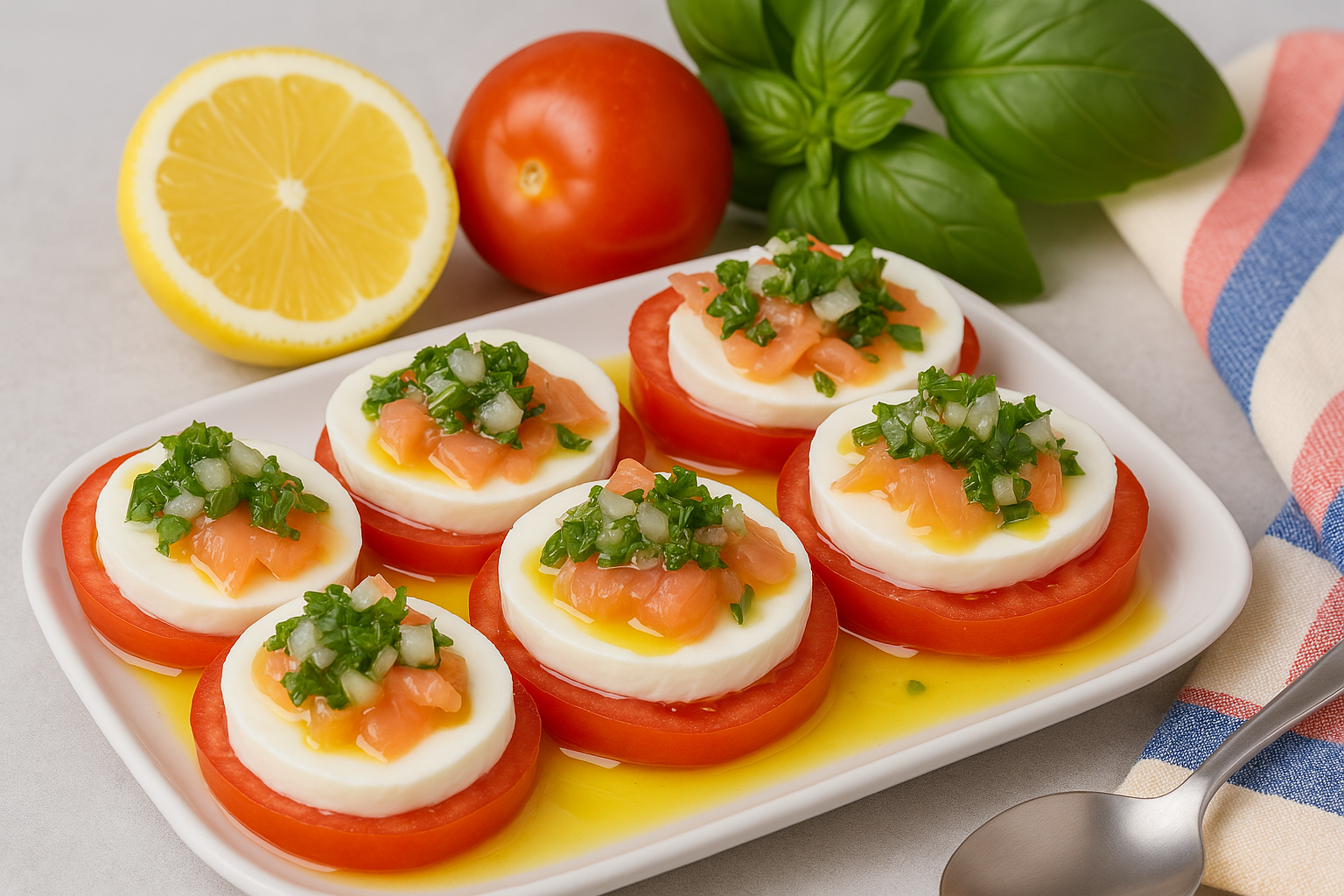 caprese con salmone affumicato