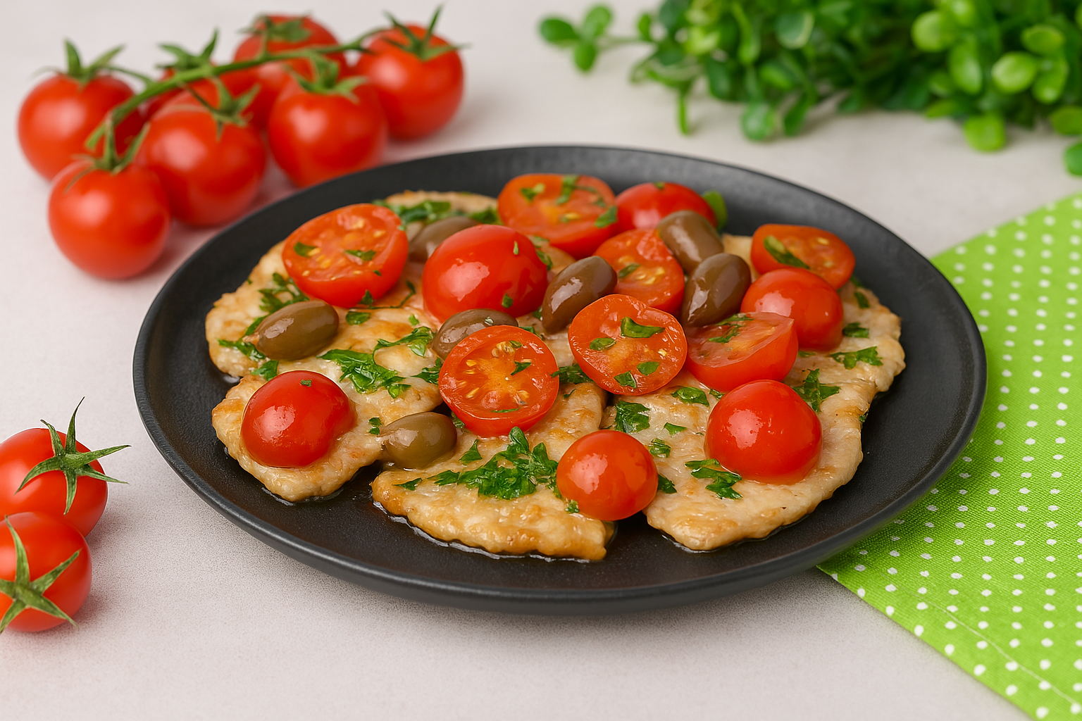 scaloppine di lonza alla mediterranea