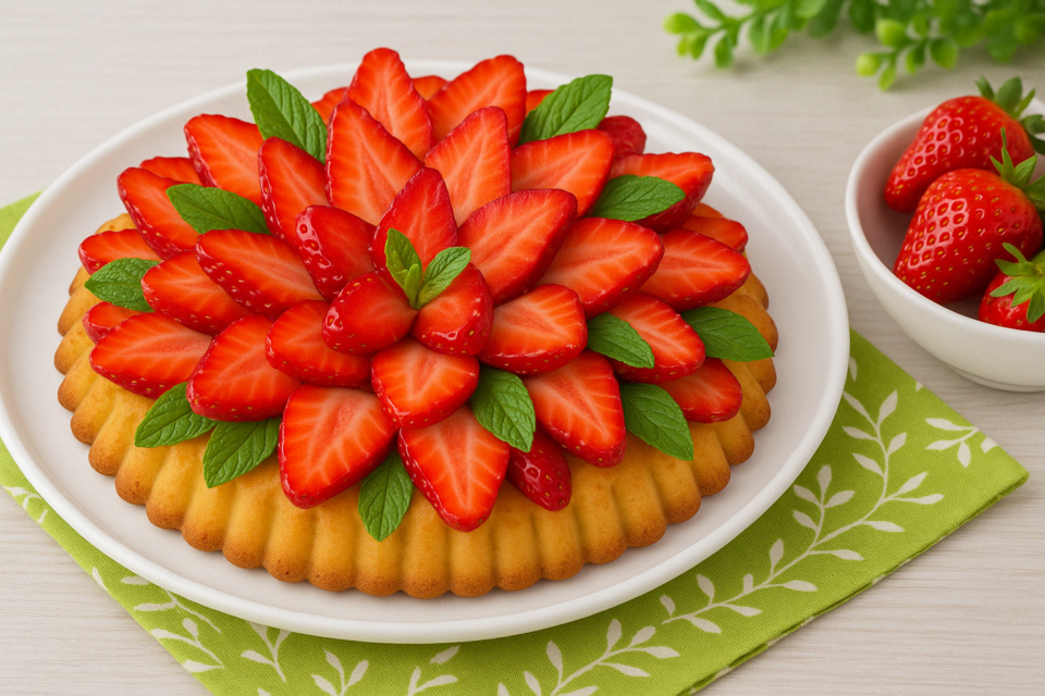 Crostata morbida con crema e fragole