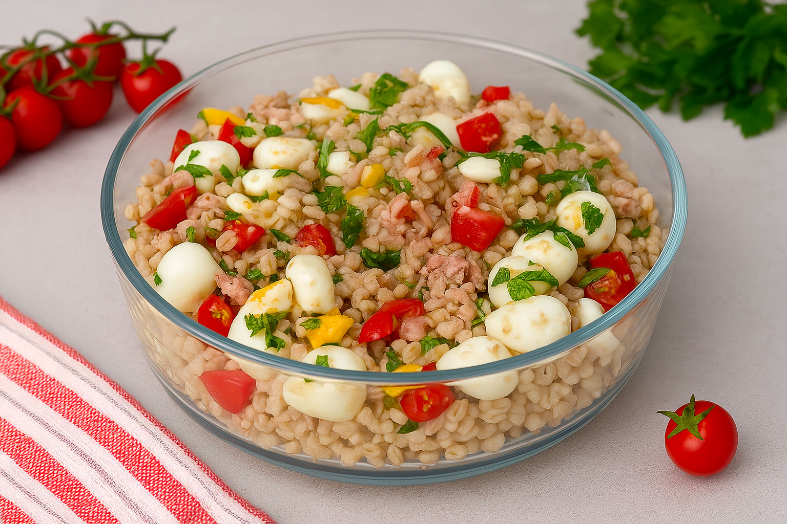 insalata di orzo con tonno