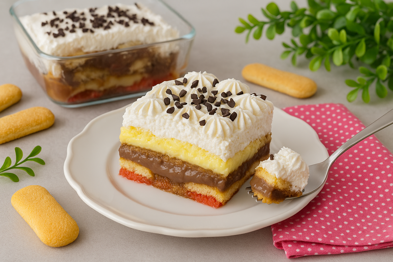zuppa inglese con Pavesini e panna