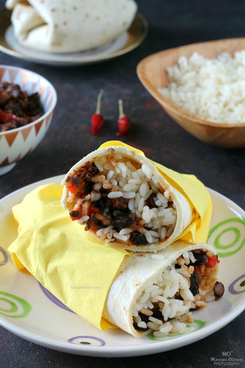 Burrito con riso e chili