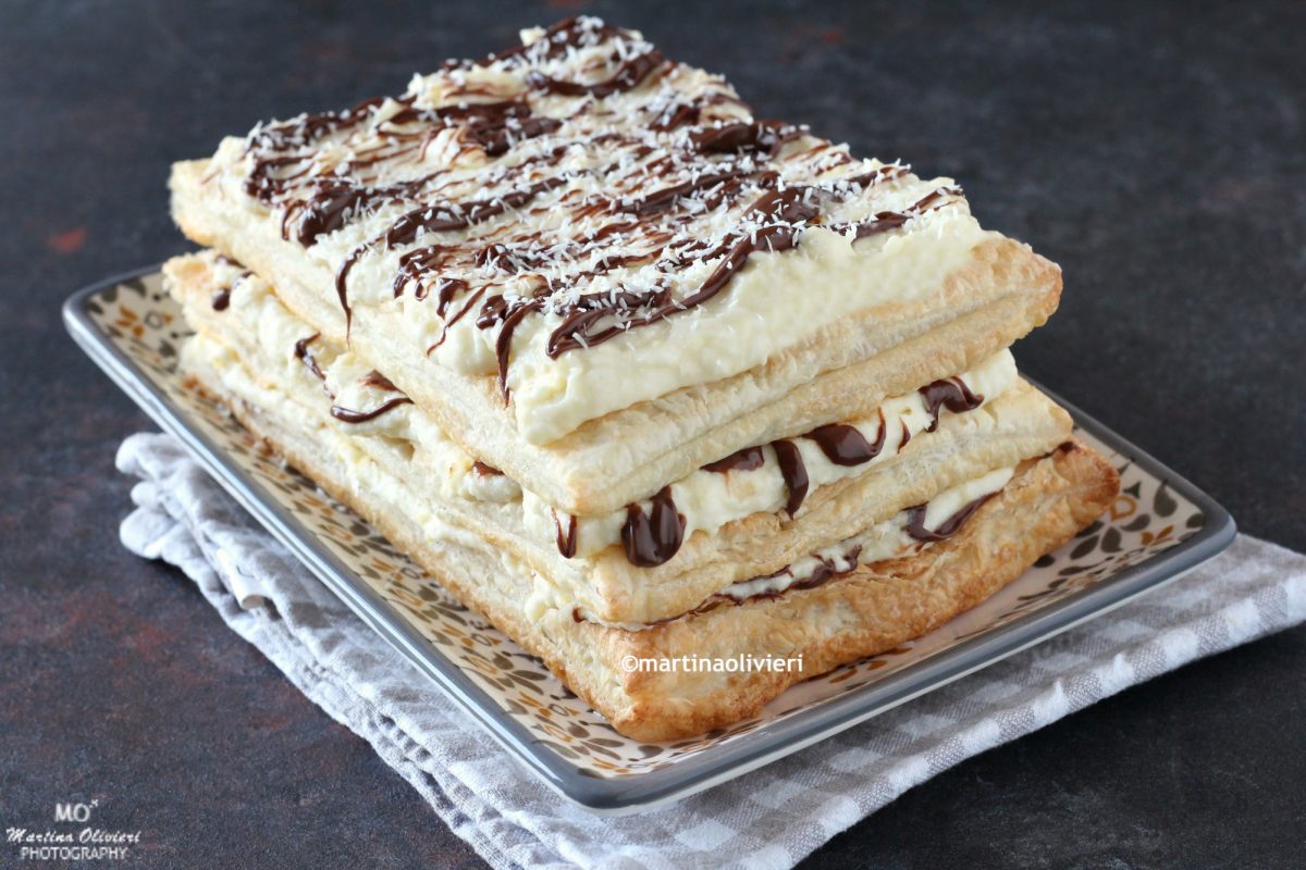 Millefoglie con crema al cocco e cioccolato - Senza glutine e senza lattosio