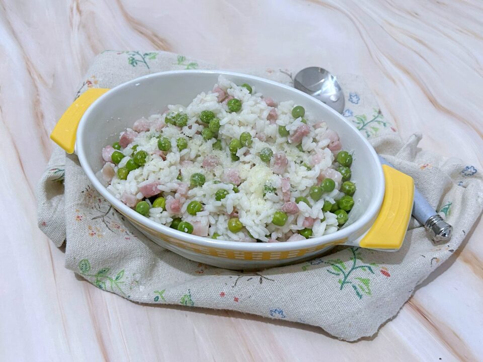 RISOTTO PISELLI E PANCETTA