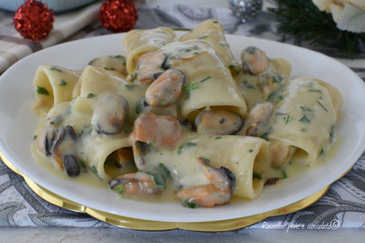PACCHERI alla CREMA di PATATE e COZZE Primo elegante per le Feste