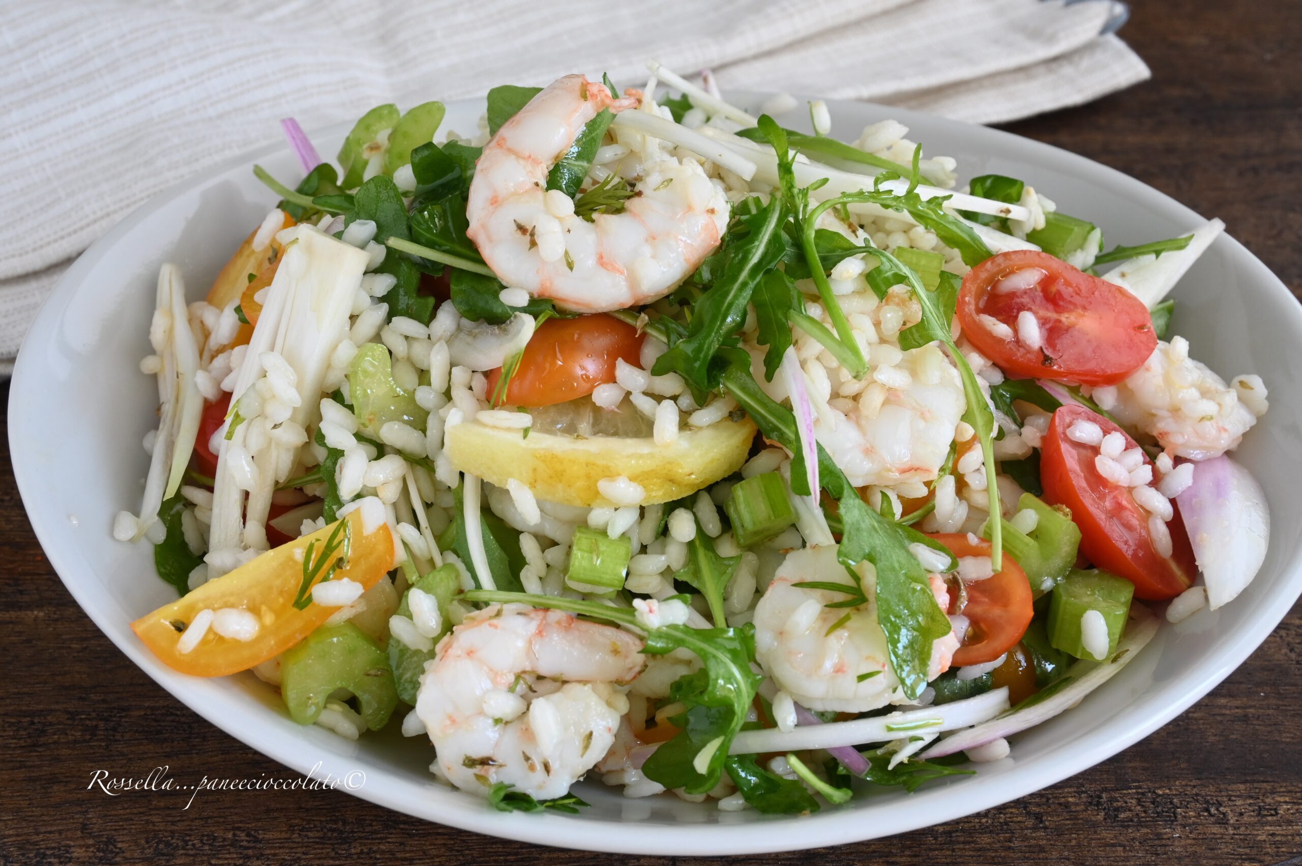 INSALATA di RISO alla CATALANA Ricetta fresca con Gamberi fresca