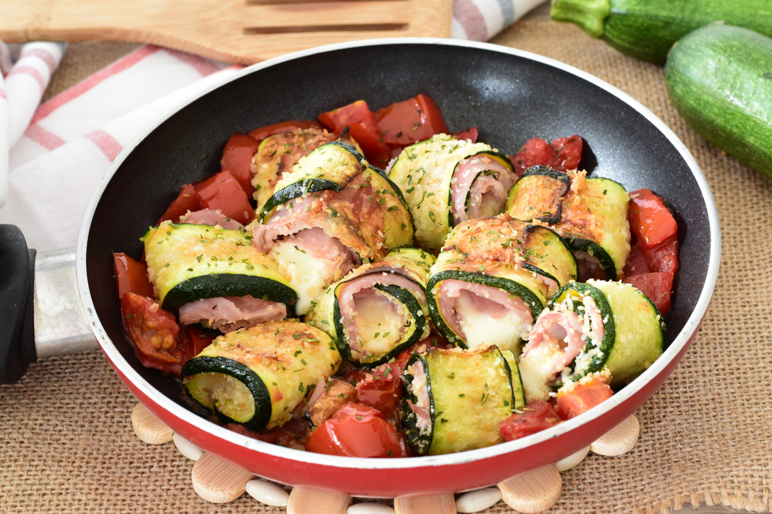 Zucchine farcite in padella