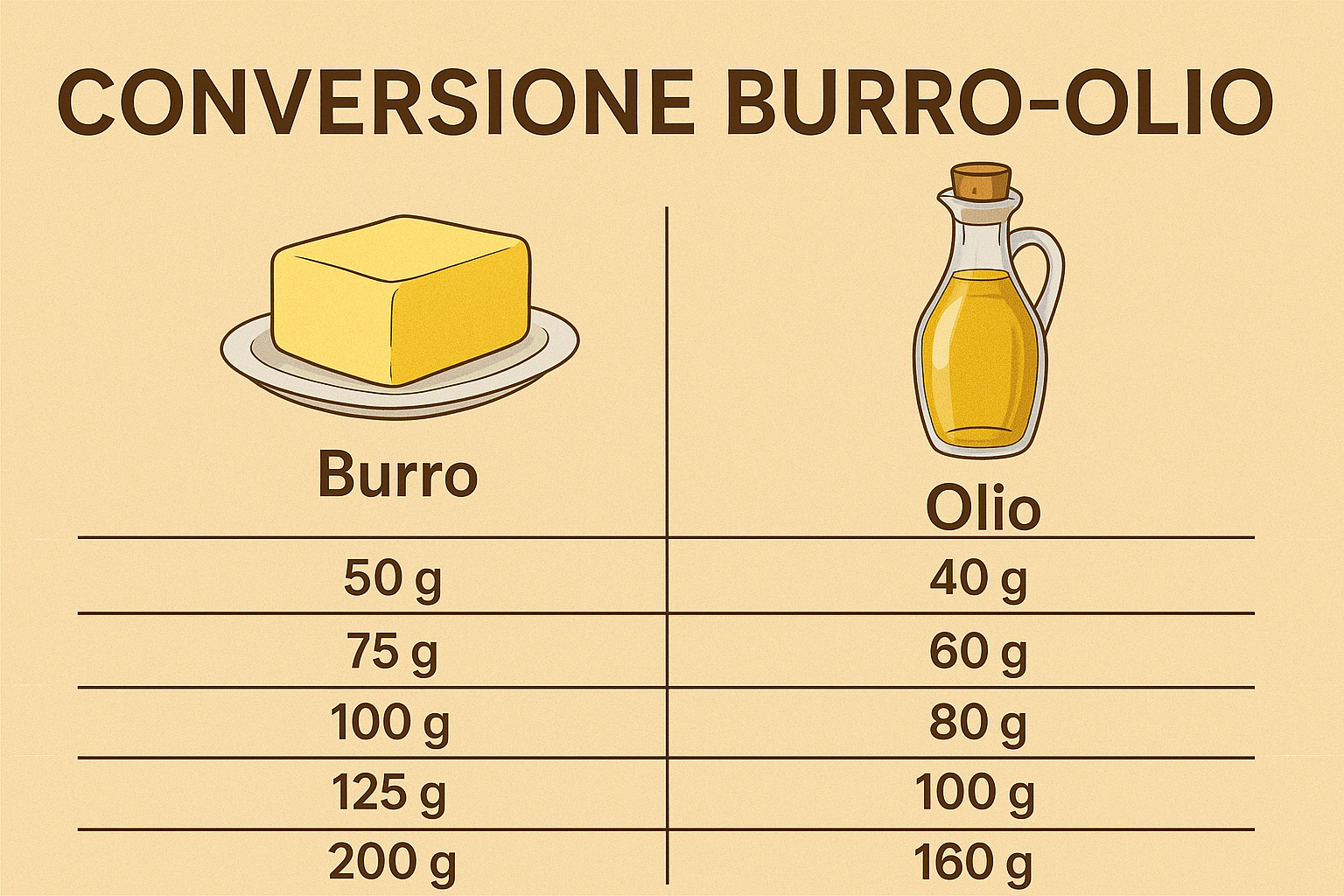 Come convertire il burro in olio nelle ricette