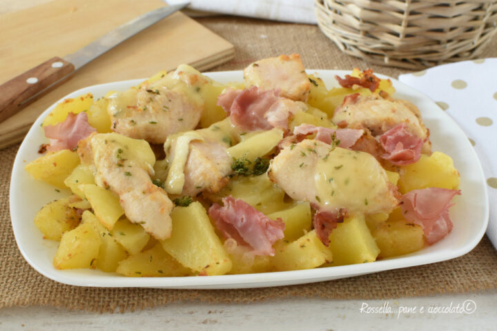 POLLO al FORNO con PATATE e PROSCIUTTO