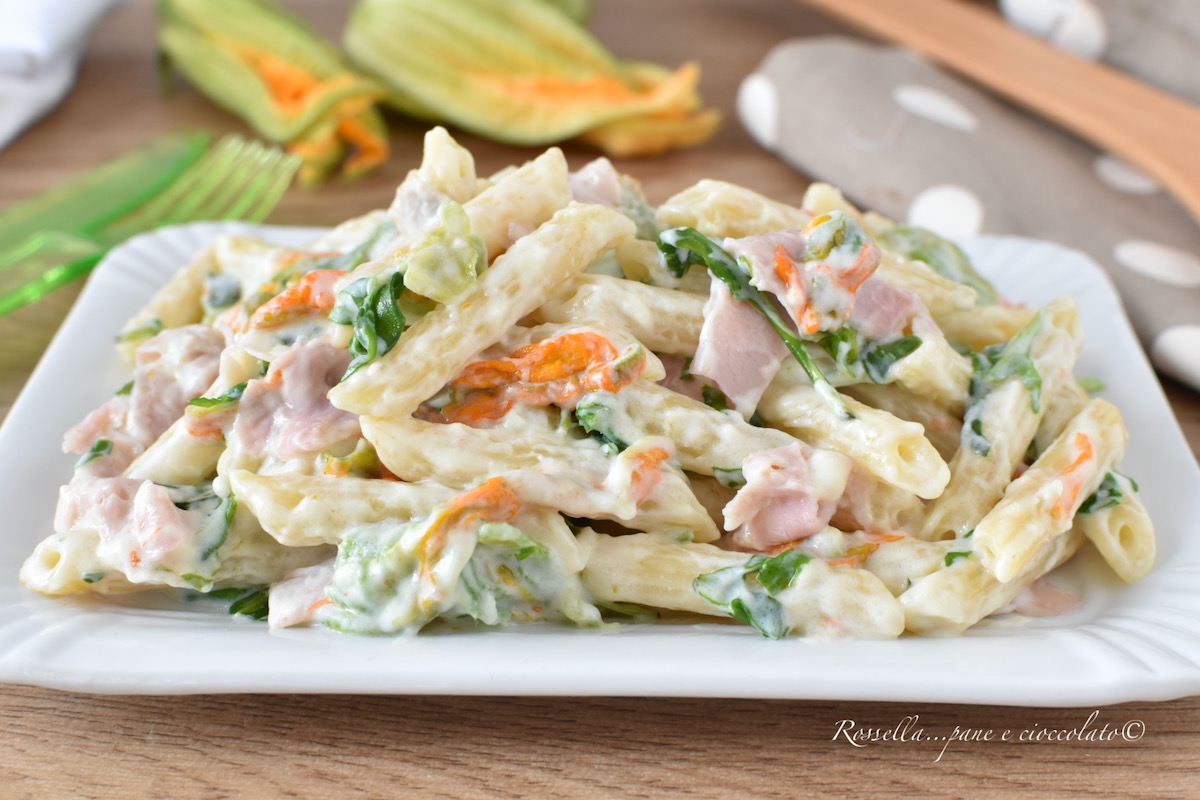 Pennette Fiori di Zucca e Prosciutto