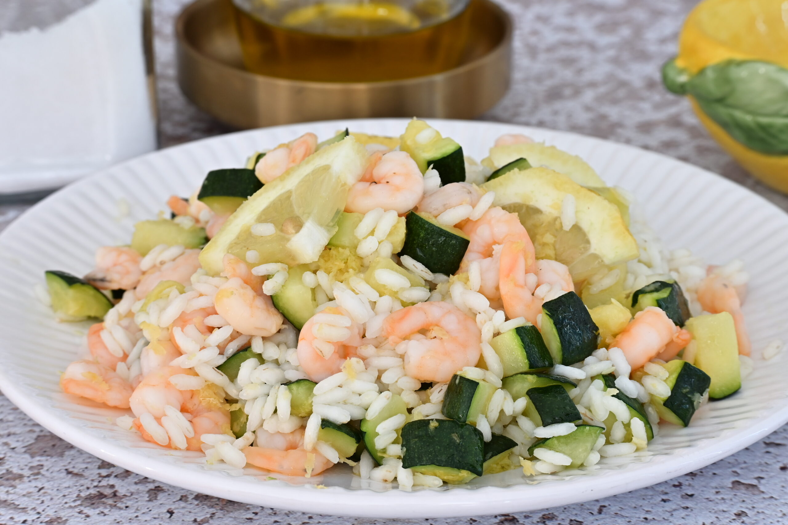 Insalata di Riso Zucchine Gamberi e Limone