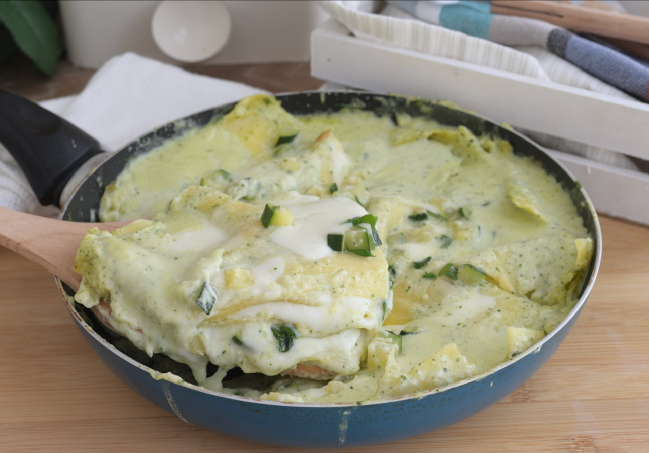 Lasagne con Crema di Zucchine in Padella
