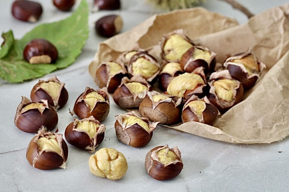 Castagne al vino bianco in friggitrice ad aria