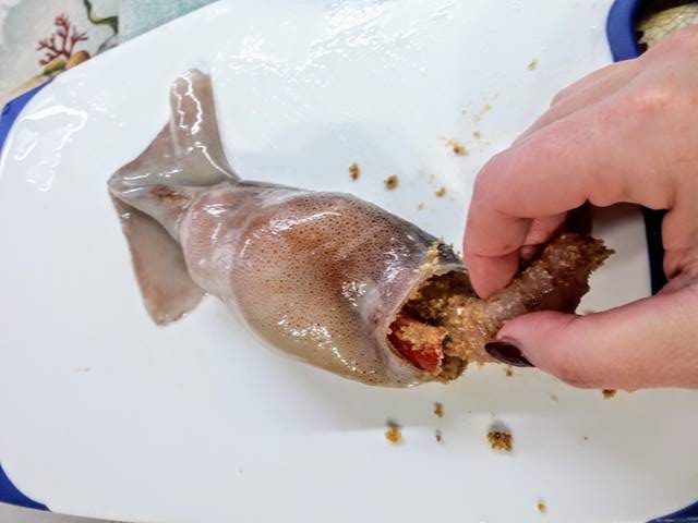 Totani ripieni con farcia di gamberoni