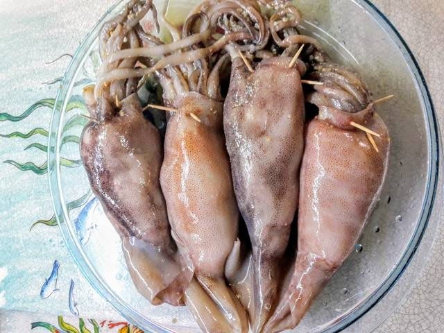 Totani ripieni con farcia di gamberoni
