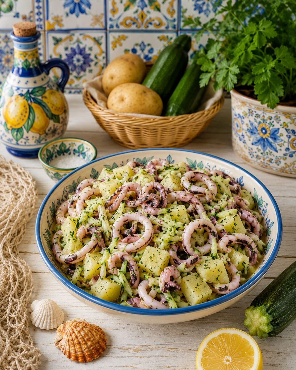 Insalata di totani patate e zucchine crude