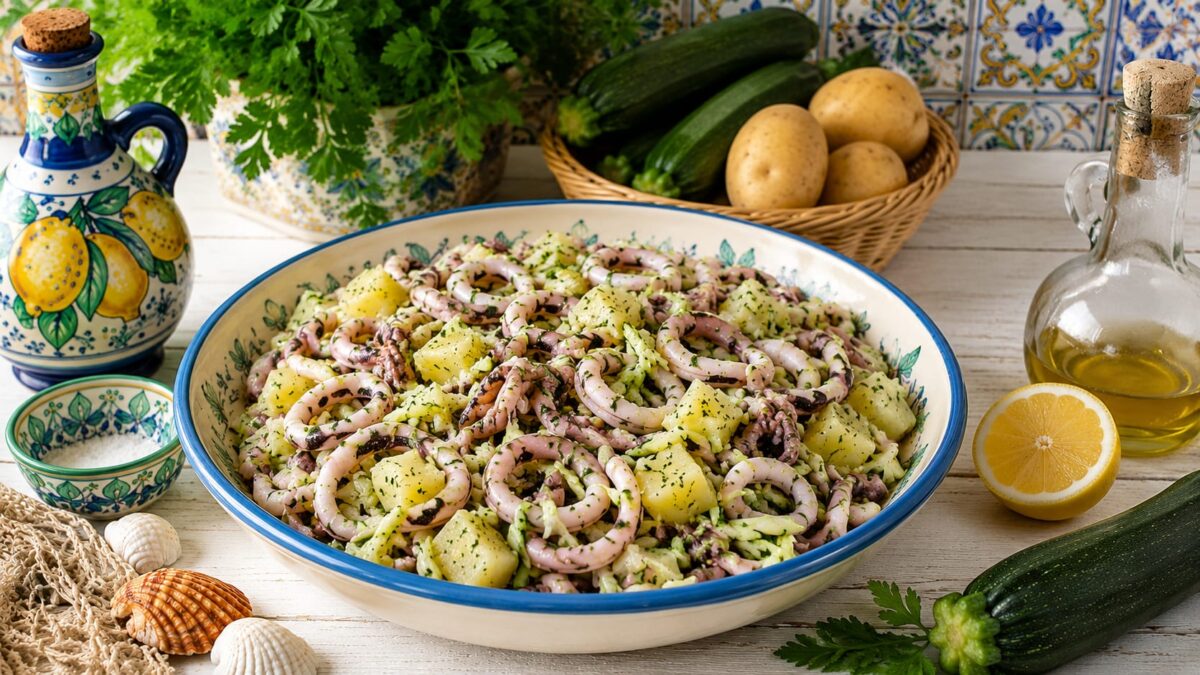 Insalata di totani patate e zucchine crude