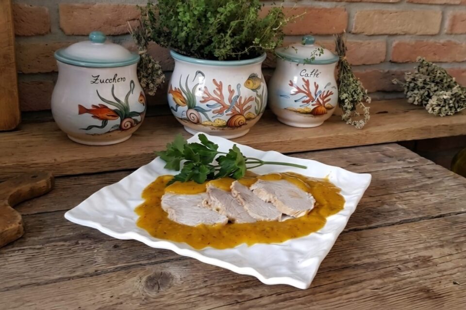 Lonza con verdure in pentola a pressione