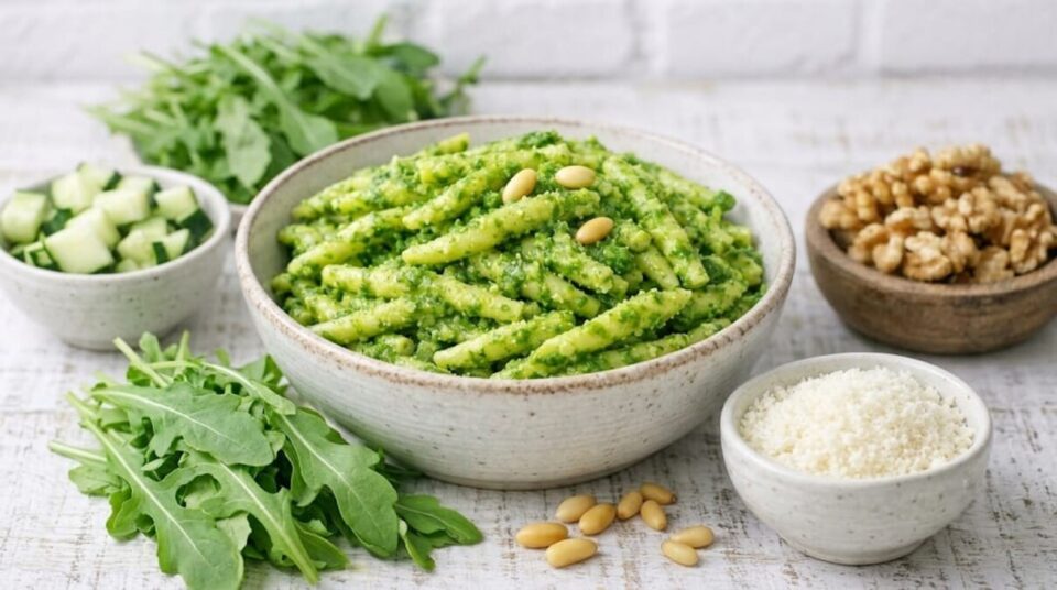 Pesto leggero e cremoso con rucola e zucchine
