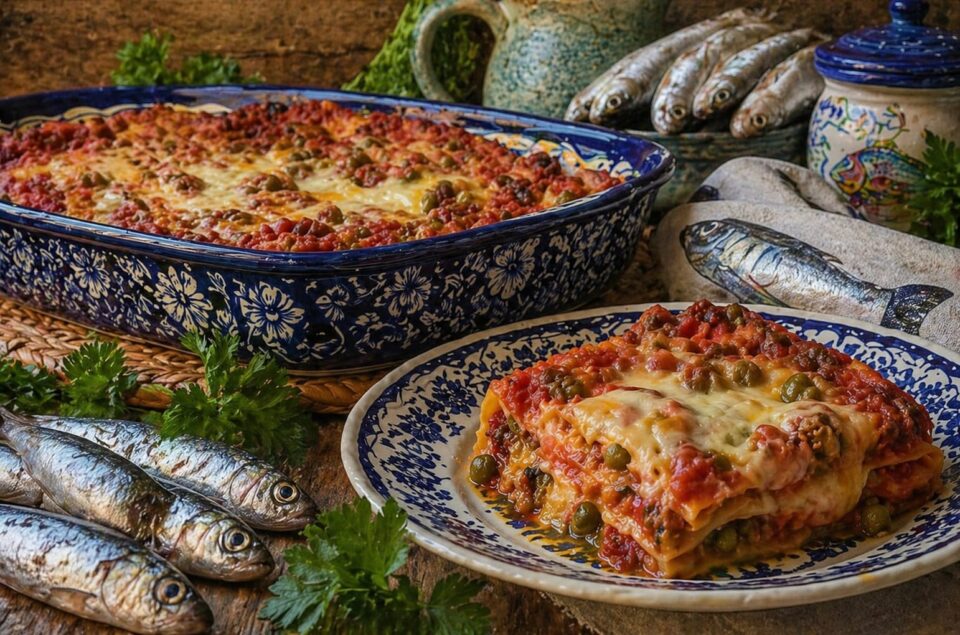 Pasticcio di lasagne con il pesce 
