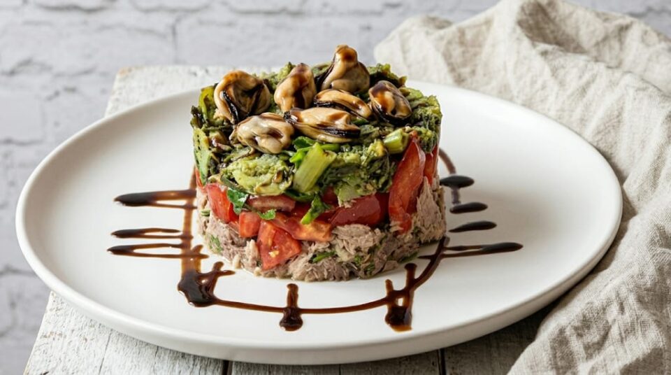 Torretta di Ventresca di Tonno con Broccoli e Cozze