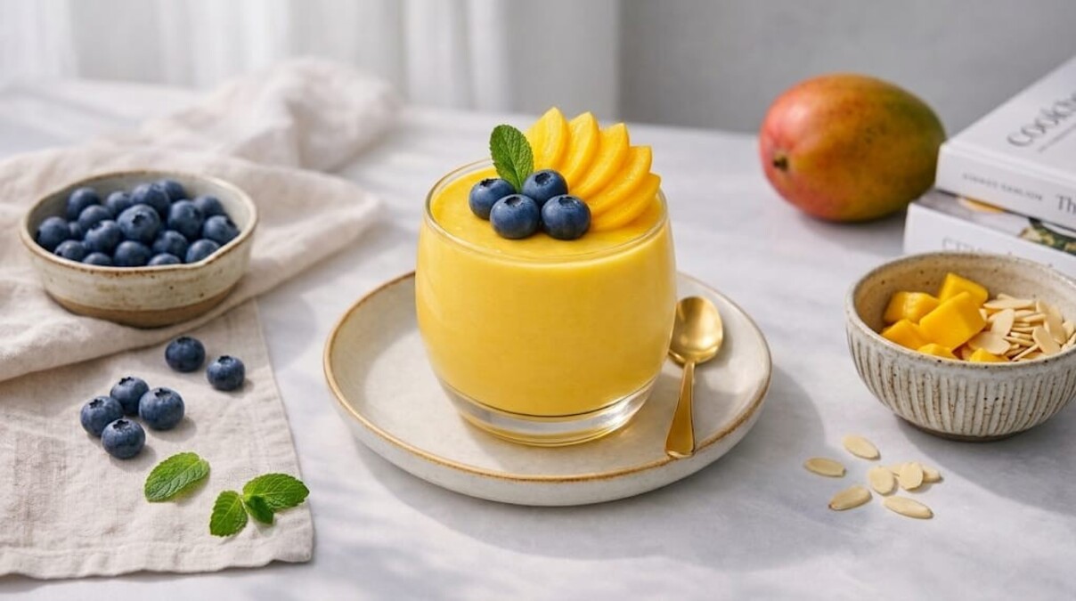 Mousse light cremosa al mango e arancia