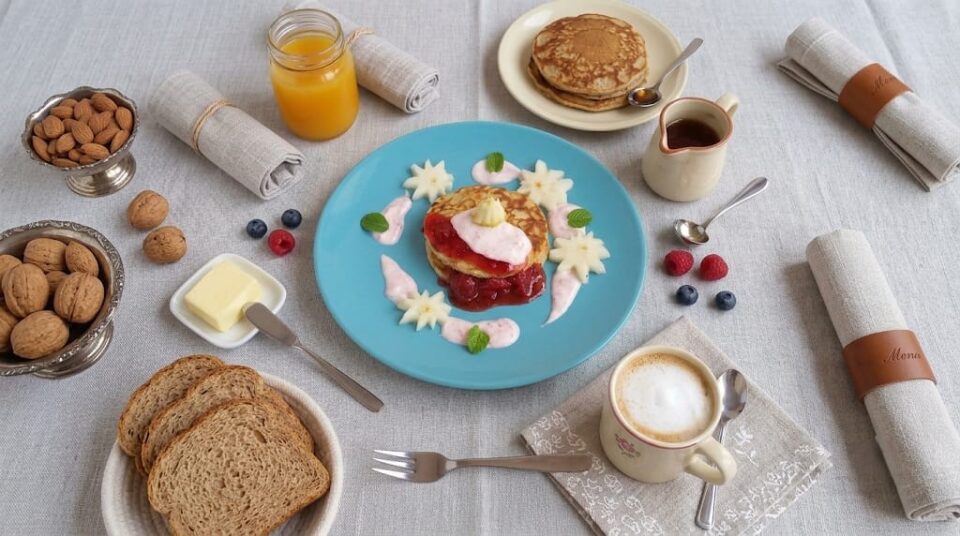 Pancake integrali con crema di ricotta alle fragole