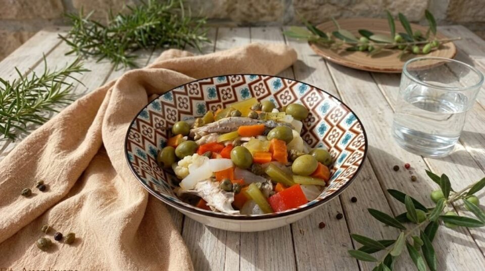 Insalata di pesce azzurro e verdure croccanti
