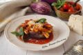 Melanzana filante ripiena con pasta alla Norma