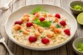 Risotto cremoso gamberoni e lamponi