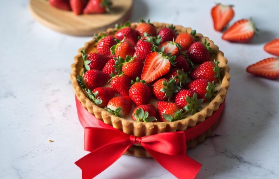La crostata alle fragole e crema pasticcera