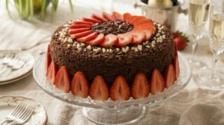 Torta al cioccolato e fragole con zucchero e senza
