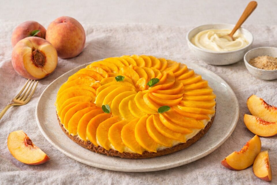 Cheesecake dietetica alle pesche