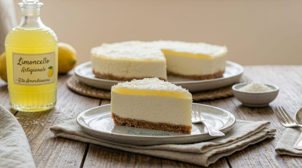 Cheesecake al cocco e gelèe di limoncello