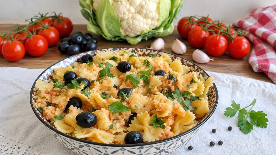 Pasta con cavolfiore e olive nere