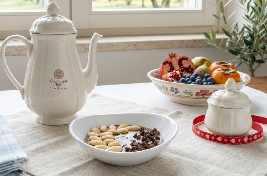 Il porridge dietetico vegano al cioccolato