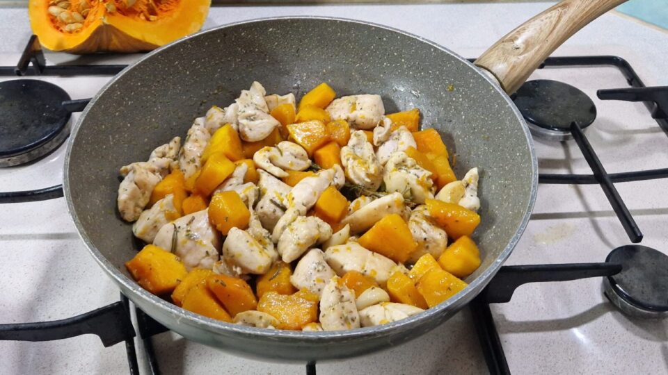 I bocconcini di pollo con la zucca
