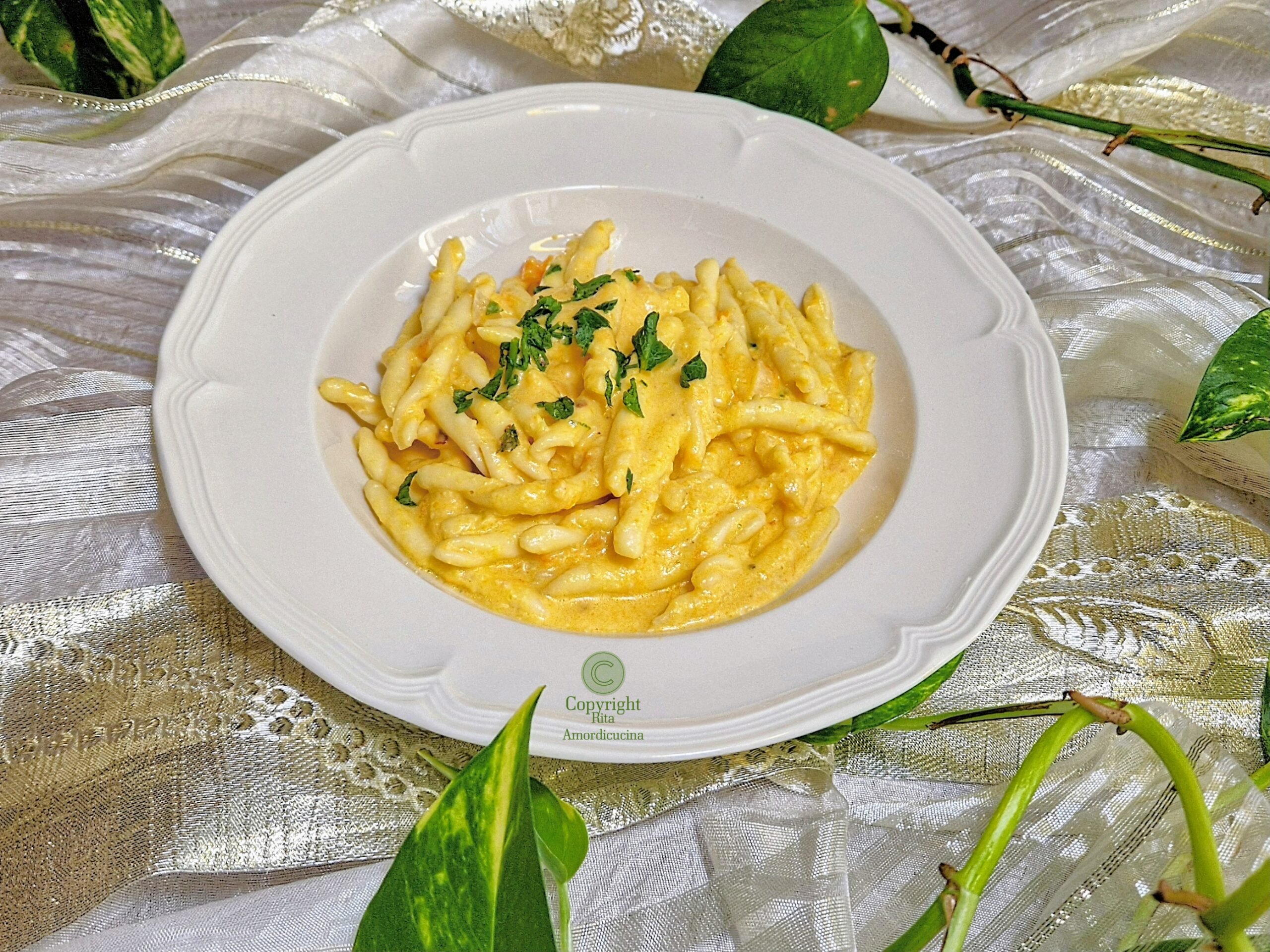 Le trofie con crema di carote