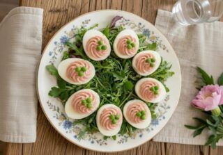 Le uova farcite con mousse di mortadella